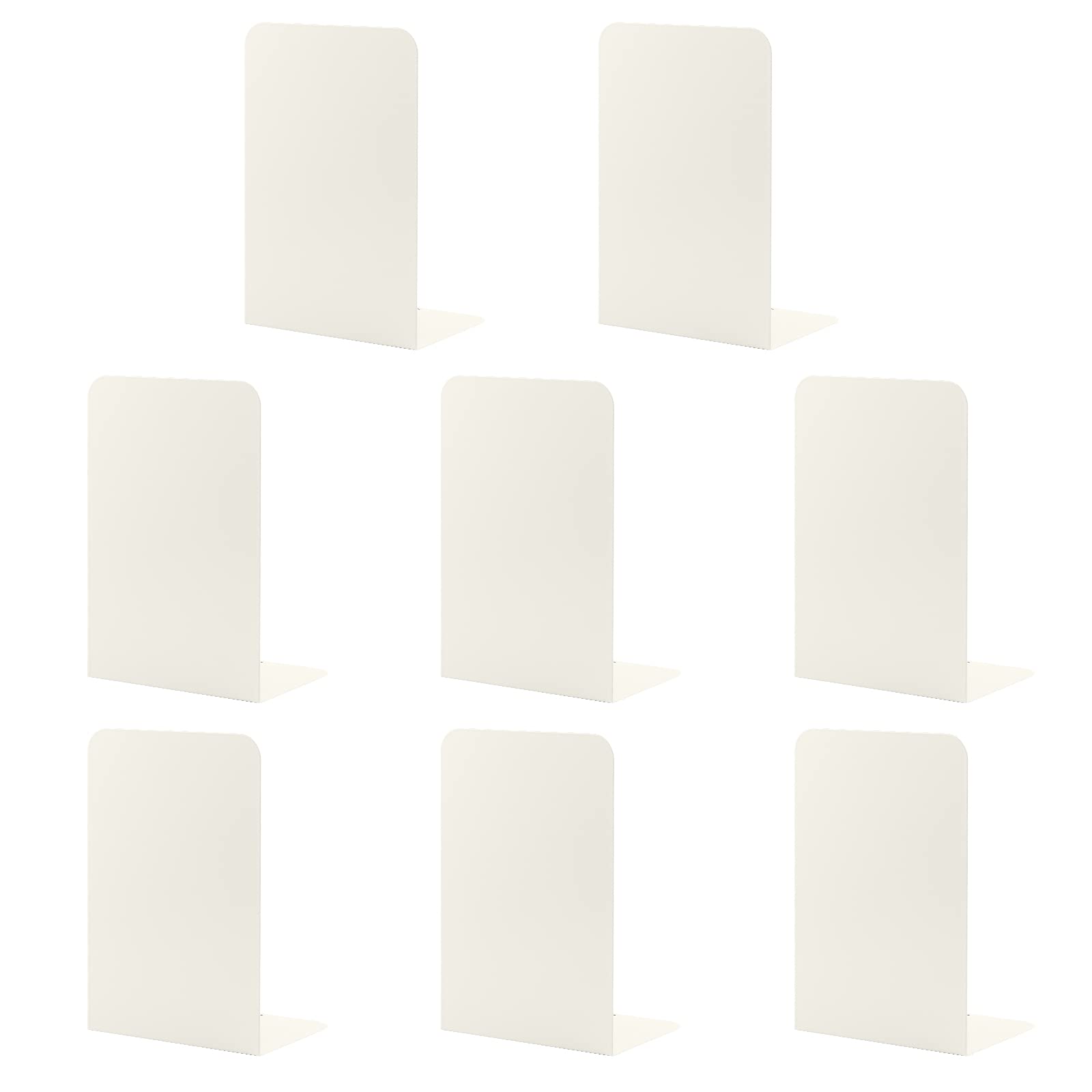 Sujetalibros para Estanterías de Libros, Sujetalibros para Oficina, Extremos de Libro para Libros Pesados, Soportes de Metal para Sujetalibros de Estilo Minimalista Moderno, Blanco Lechoso(4 Pares)