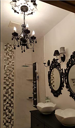 Image of The Original Gypsy 4-Light Flush Mount Crystal Chandelier, Black