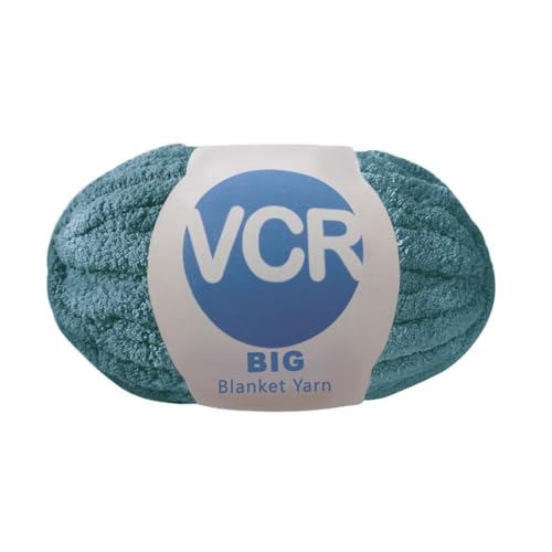 Image of VCR Prussian Blue Yarn, 200 Grams Big Chunky Hank, 22 Meters Length, Suitable for Knitting Blankets and Pillows, 100% Polyester Yarn Ball for Crochet DIY, Soft Threads, Pack of 1