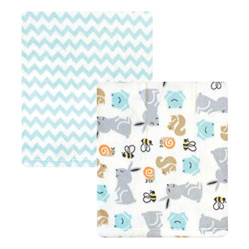 Image of Hudson Baby Unisex Baby Silky Plush and Coral Fleece Blanket, Neutral Bunny, 30x36 inches