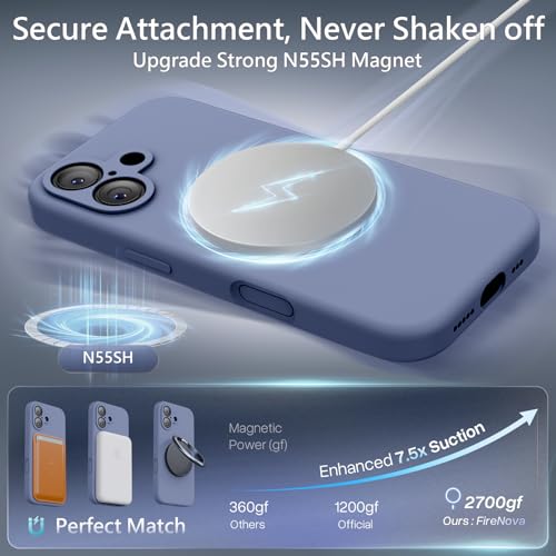 Image of FireNova Magnetic for iPhone 17 Case, Compatible with MagSafe, [Integrated Silicone Camera Control Button] [Camera Protection] Anti-Scratch Microfiber Lining Phone Case, 6.3 inch, Lavender Gray