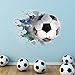TOARTI 3D Wandtattoo Fußball,Durchbruch Wandaufkleber für Kinderzimmer Jungen,Bunte FussballWandbild,Wandtattoo Junge Teenager,Videospiel Wandstikcer für Schlafzimmer Deko Geschenk,61×46CM