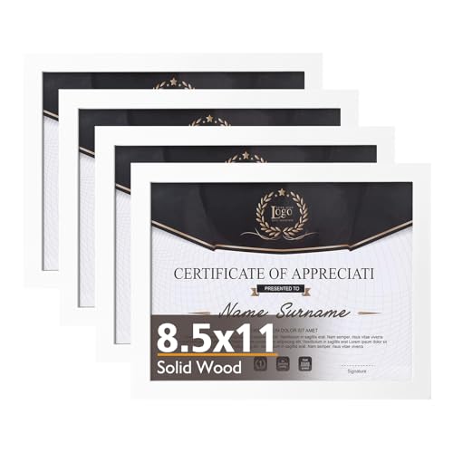 KINLINK 8.5x11 White Solid Wood Diploma Frame