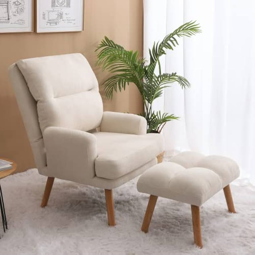 Amazon.com: Accent Chair with Ottoman Set, Modern Fabric