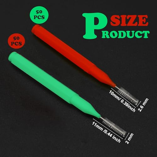 Image of Patelai 100 Pieces Braces Dental Brush for Cleaner Interdental Toothpick Dental Tooth Flossing Head Oral Hygiene Flosser Toothpick Cleaners Tooth Tool(Green, Red,Proper Size)