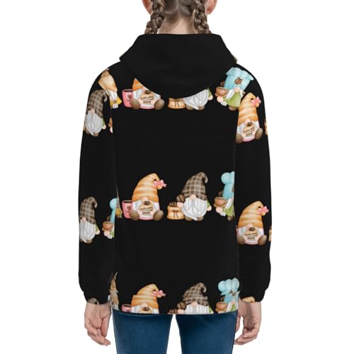 Coffee Lover Gnome Kids Pullover Hoodies Boys Sweatshirts Girls Athletic Clothes with Pocket4