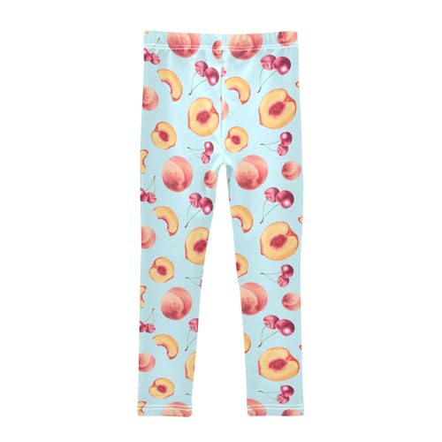 Peach Cherry Girls Leggings,Workout Leggings for Girls Toddler Athletic Leggings Size for 3-10T2