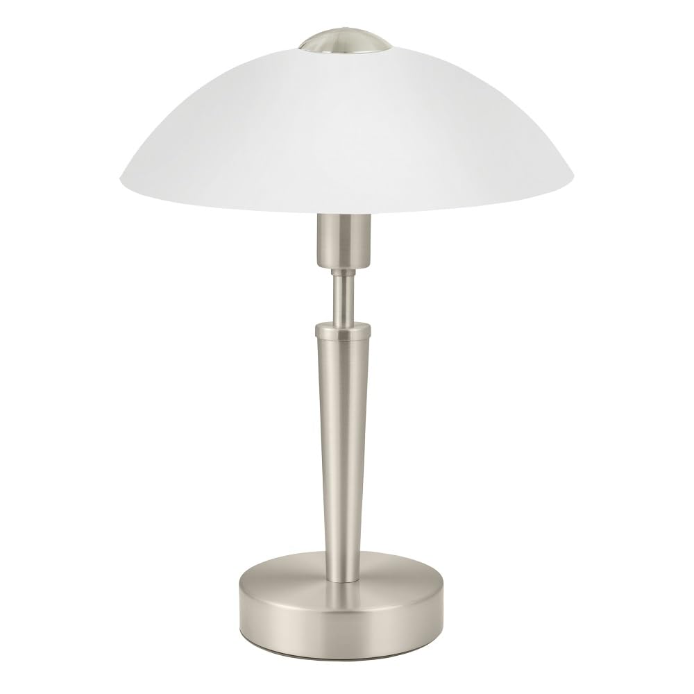 Britalia BR85104 Satin Nickel and White Satin Glass Traditional Touch Table lamp - 35cm Height