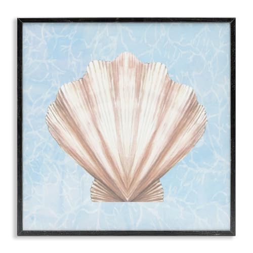 Stupell Industries Water Pattern Aquatic Clam Shell Giclee Framed Wall Art, Design by Diannart, 24 x 24, Black Framed