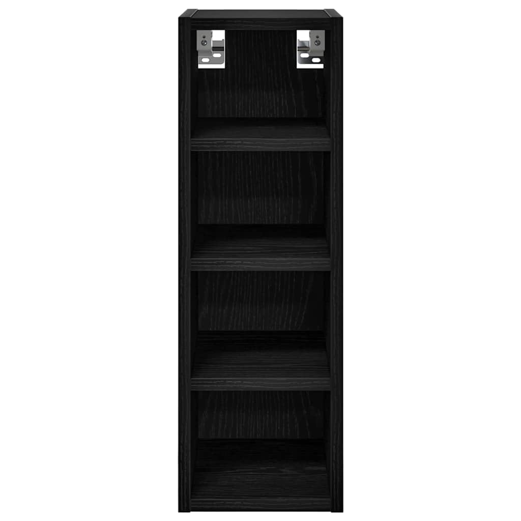 Armadietto pensile con mensola in legno nero effetto rovere 20 x 29,5 x 60 cm con 4 ripiani per cucina e spazio di archiviazione, design moderno per cucina, sala da pranzo e caffetteria