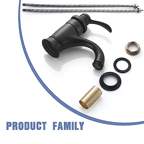 präzise Keramikkartusche sichtbar - Detailansicht von AIMOYO Retro Bad Wasserhahn Schwarz Test – Dealfoxx.de