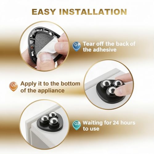Image of Self Adhesive Appliance Sliders 32 Pack Kitchen & Furniture Rollers | Move Small Appliances Easily 360 Glide No Tools Peel Stick 12lbs Per Wheel