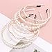 CUBACO 6 PCS Pearl Headband for Women White Headbands for Girl Jeweled Head Bands for Thin Thick Hair Fashion Rhinestone Hairband Bridal Beaded Headpiece Non Slip Hair Accessories for Party Wedding