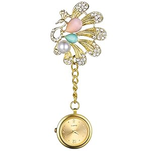 Avaner Verpleegkundige Fob Horloge Strass Gouden Pin-on Broche Horloge Opknoping Rvs Revers Horloge Voor Vrouwen