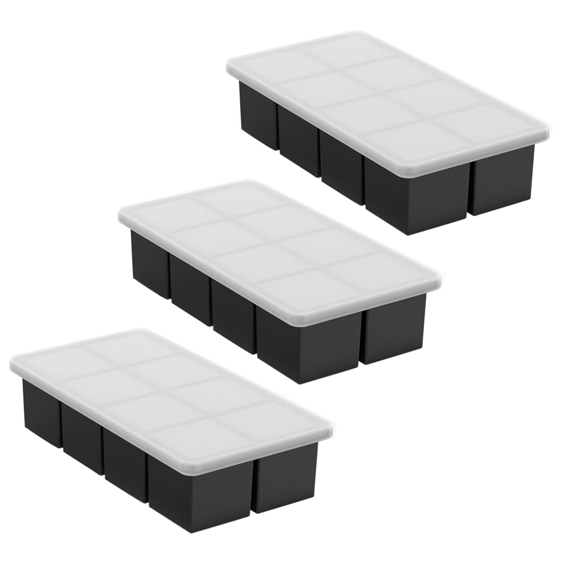Aundhegrtt Large Stackable Ice Grinding Tool, Silicone Material Eight-Compartment Square Design with Lid, Ideal for Freezers