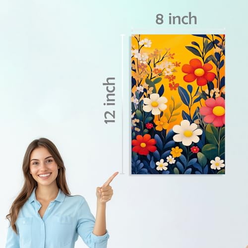 Image of SiddArtify Floral Wall Art Prints Set - Colorful Botanical Poster Decor for Living Room Bedroom - 8x12 inch Board Pack of 6