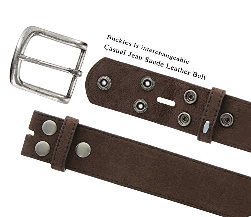 Image of Men's Belt Rounded Edge Heel Bar Buckle Casual Jean Suede Leather Belt 1 1 /2 inch Wide