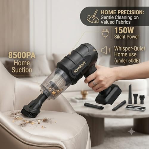 Image of Car Mounted Vacuum Cleaner - 8500PA High Power Suction, 150W Portable Handheld Auto Vacuum, Low Noise & Lightweight Design, Durable Interior Car Cleaner for Quick & Easy Cleaning