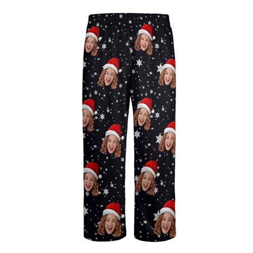 Custom Face Pajama Pants for Women Men Personalized Sleep Bottoms Christmas Printed Pj Casual Pajamas Loose Fit Lounge Pants4