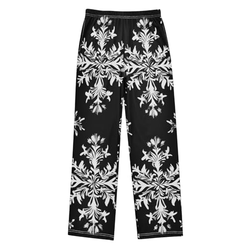 ZZXXB Snow Pattern Boys Long Pants Soft Trousers Elastic Waist Kids Lounge Bottoms with Pockets S-XL