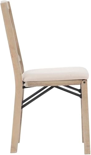 Miniatura 5 de MAKLAINE Juego de dos sillas plegables X-Back, asiento acolchado en madera blanqueada