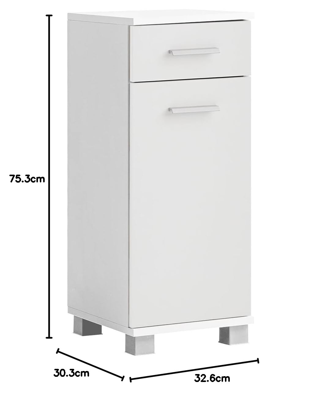 Schildmeyer 158820 Palermo Meuble Bas Blanc Mat, 30,3 x 32,6 x 75,3 cm