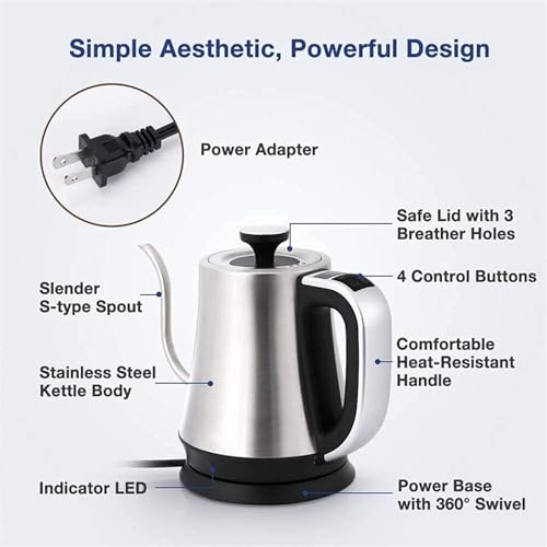Hervidor eléctrico con control de temperatura acero inoxidable miniatura 7
