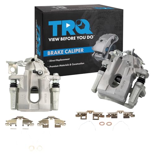 Image of TRQ Rear Driver and Passenger Side Brake Caliper Set Caliper Brackets Hardware Compatible with 08-15 Scion xB