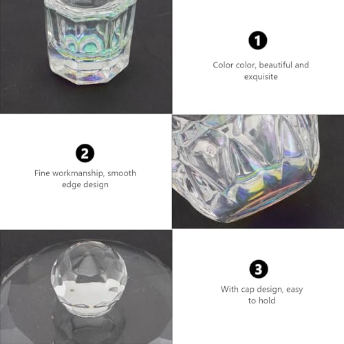 2 vasos de vidrio para manicura con tapa y diseño octagonal miniatura 7