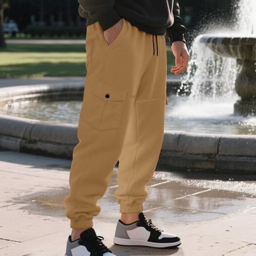 Men's Cargo Pants Casual Drawstring Elastic Waist Fleece Sweatpants Comfy Fashion Quick Dry Lounge Hiking Outfits2