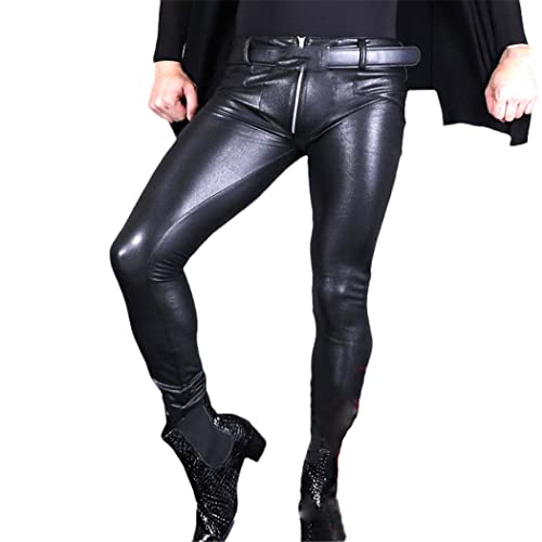 Pantalon similicuir brillant homme effet mouillé coupe ultra moulante