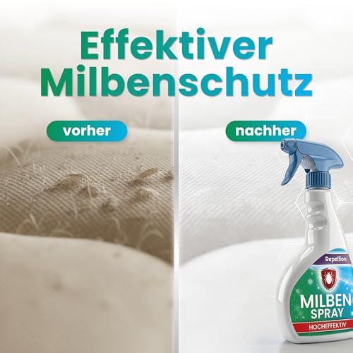 Repellion ® Anti Milben Spray (500 ml) für Haushalt & Textilien – Milbenspray zur Umgebungsanwendung – Milbenabwehr für Matratzen, Polster, Teppiche & Wohnräume