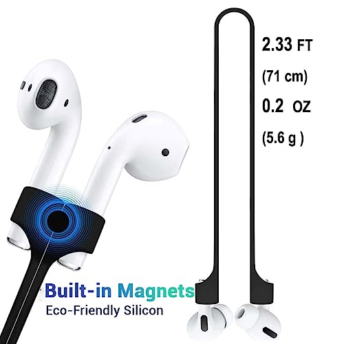 Image of LIRAMARK Magnetic Anti-Lost Strap Silicone Rope Wire Cable Connector String for AirPods Pro /Aipods Pro 2 / Airpods 1,2&3 / Boat /Realme /Jbl /Redmi /Oppo Enco Earbuds (Black)