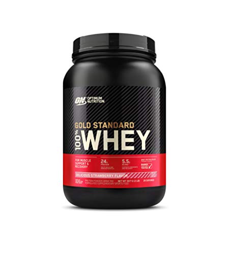 OPTIMUM NUTRITION Gold Standard 100% Whey Protein Powder, Strawberry, 907g - [2024/2025 plastic neck band packaging may vary]