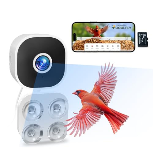 Viigytek Vigytek Smart Bird Camera with Glass Suction Cup, 2K HD Wired Bird Watching Camera, 2.4GHz Wi-Fi, 32GB SD Card Included, Instant Arrival Alerts, AI Identify 10000+ Species