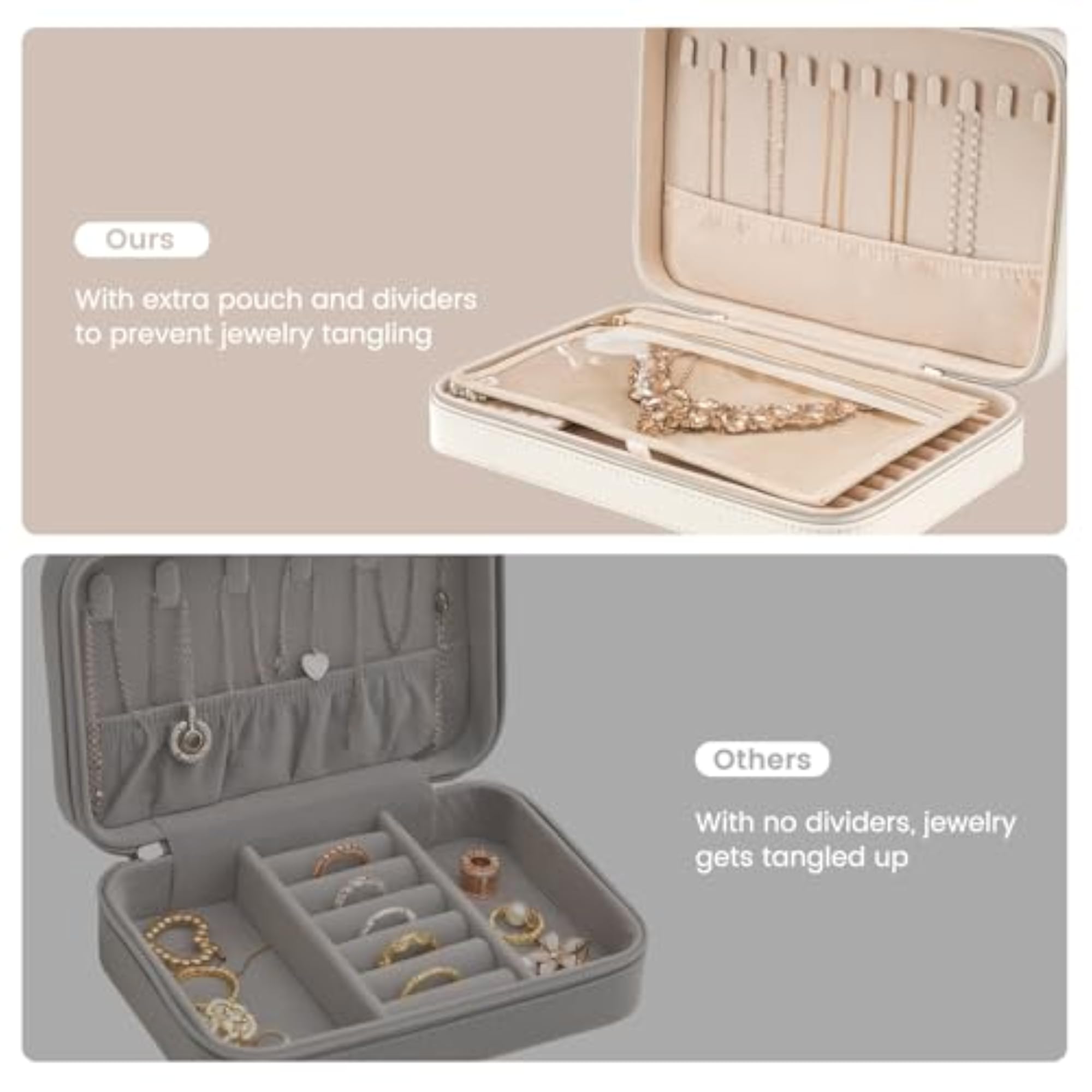 Travel Jewelry Case for Women, Organizer with Mirror