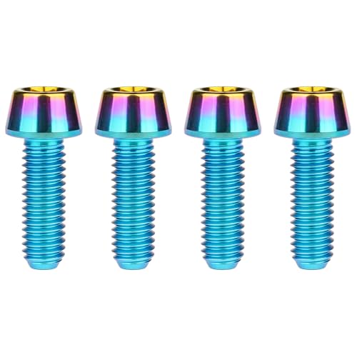 Image of Titanium Ti Bolt M5x9 16 18 20 25 30 35 40 45 50 55 60mm Tapered Head Screws Pack of 4 (M5x16mm, Iridescent Blue)