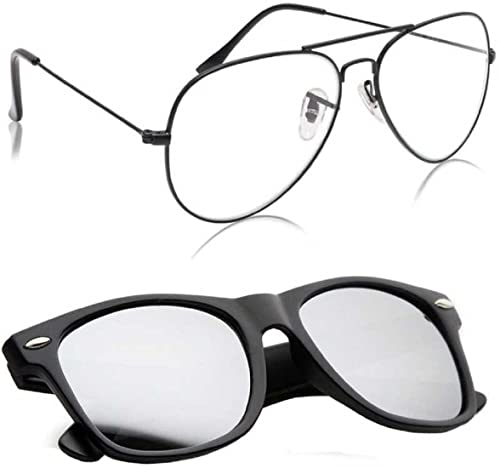 Image of UV-Protected Unisex Wayfarer And Aviator Combo Pack Of 2 Sunglasses