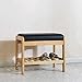 SUK Panca con portascarpe in Legno con Supporto Imbottito, Sedile Imbottito, Imbottito, Pouf, Pouf