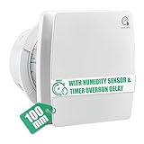 IRONDELIC 100mm Bathroom Extractor Fan with Humidity Sensor and Timer, 4'' Silent Bathroom Fan with Backflow Flap, 95m³/h | 12 Watt | 34dB for Kitchen, Bathroom, Toilet - White