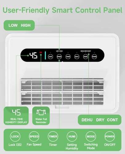 Trazico Dehumidifier 1500 Sq Ft Basement Dehumidifier, 21 Pint Dehumidifiers for Home, Large Room with Drain Hose, Smart Humidity Control, 3 Modes - Image 5