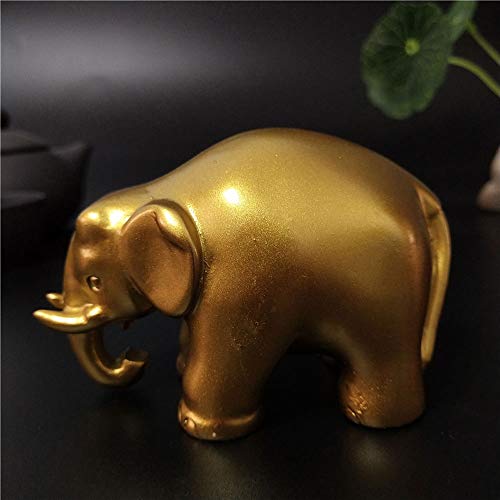 QWERWEFR Goldene Hand Geschnitzte Elefanten Statue Skulptur Harz Handwerk Tierfiguren Ornamente Für Home Office Dekoration Garten Statuen Cover