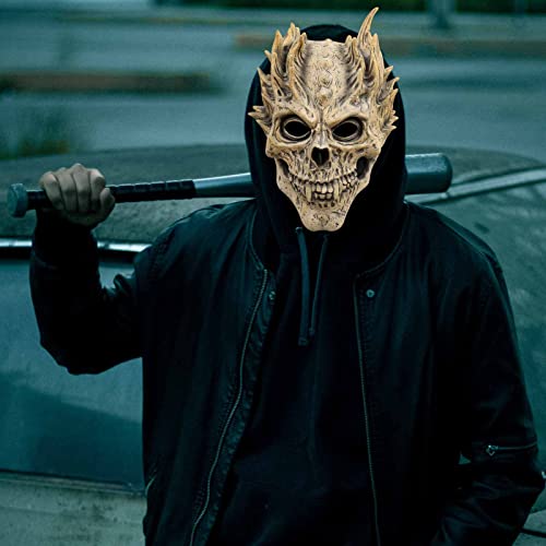 EJWCIG Full Head Skull Mask, Skeleton Mask forMen & Women - Deluxe Latex Helmet Cosplay Party Props