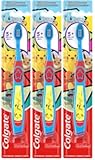 Colgate Pokémon Toothbrush with Suction Cup, for Chiildren 5+ Years Old, Extra Soft (Colors & Characters Vary) - Pack of 3