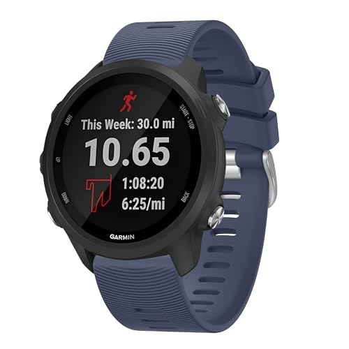 Yisica Correa Compatible con Garmin Forerunner 245/Forerunner 645 Correa/Vivoactive 5/3, 20mm Silicona Correas de Repuesto para Garmin Venu/Venu SQ/2 Plus/Vivomove HR (Gris Azul)