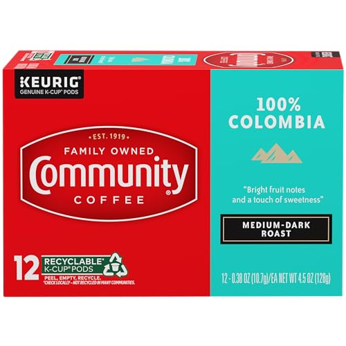 Image of Community Coffee 100% Colombia Coffee Pods, Medium Dark Roast, Compatible with Keurig 2.0 K-Cup Brewers (12 Count, Pack of 6)
