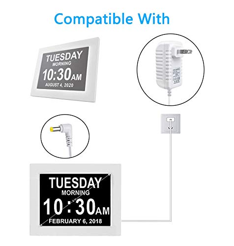 Digital Calendar Day Clock Power Adapter,Ac/Dc 5V Power Adapter Compatible With Jall/American Lifetime/Svinz 8" Large Screen Display Digital Calendar Alarm Day Clock Power Supply #TOP1