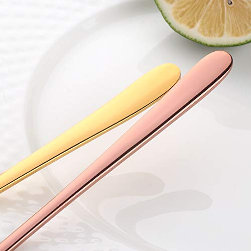 Cuillères à Soupe en Acier Inoxydable de Couleur Cuillères à Long Manche Cuillères à Soupe en Or Rose pour crème glacée Cuillères à dîner Cuillère de Service pour Riz/sal,(6pcs Purple)