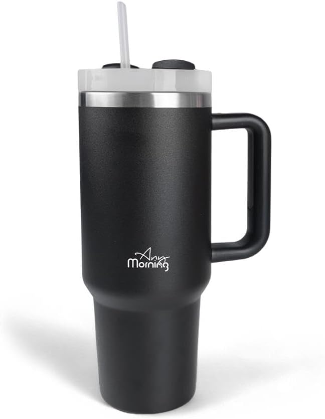Any Morning Vaha 1200 ml Üç Kademe Çevirmeli Kapaklı Çift Katman Çelik Termos Mug Siyah SI2440217
