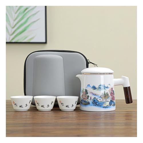 MYOLIO Juego de tazas de té de cerámica, Hecho a mano Tetera de 1 tetera y 3 tazas de té Copa Maestra de Kung Fu Chino Regalo único tazón pequeño for postre, helado, bocadillo, salsa(G)